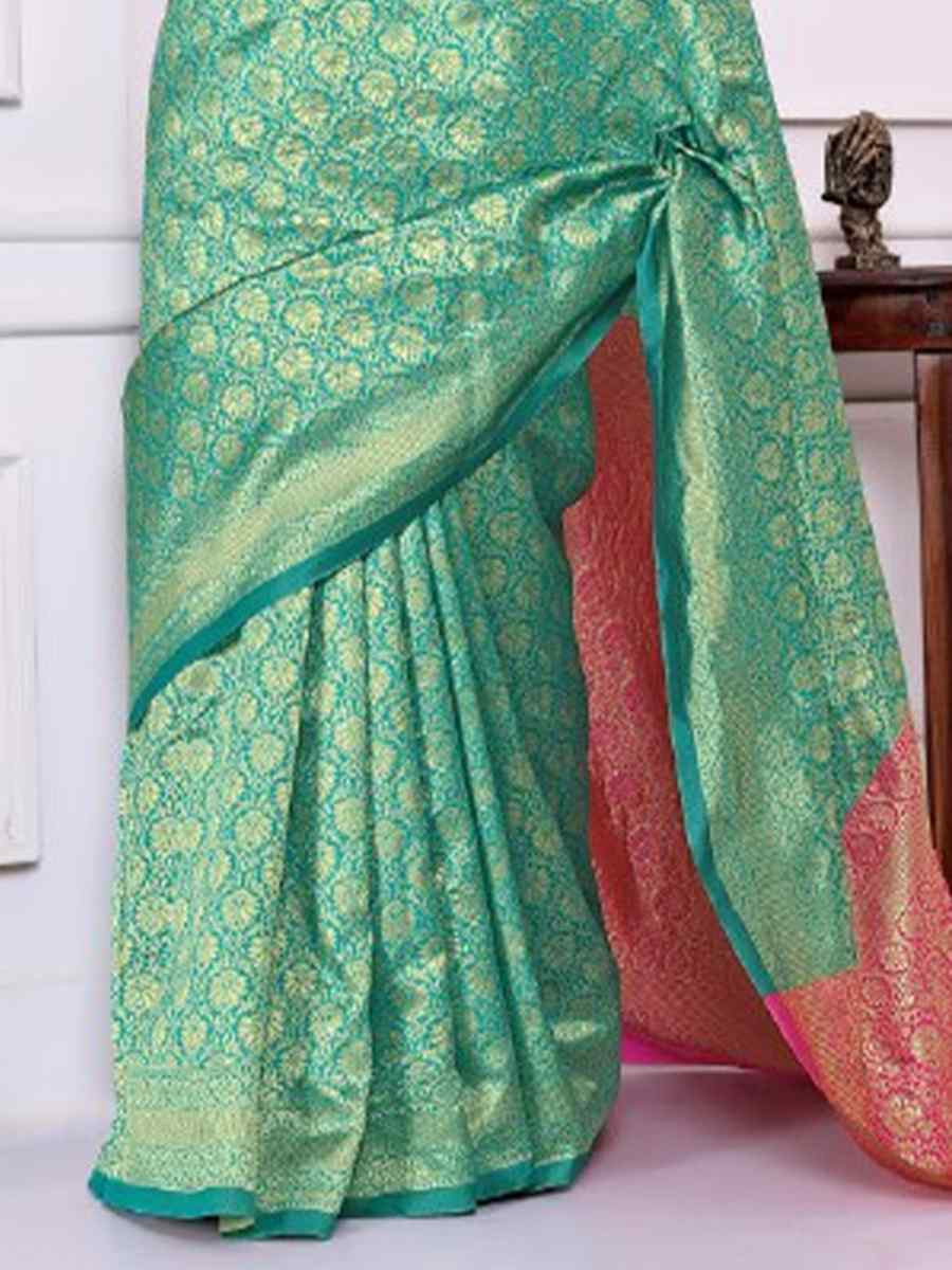 Rama Green Banarasi Silk Handwoven Festival Wedding Fancy Heavy Border Saree