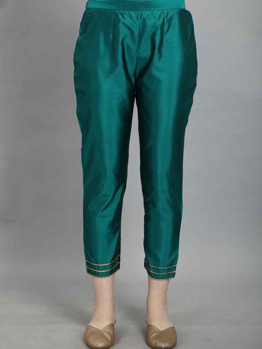 Rama Green Cotton Silk Jacquard Handwoven Party Wedding Festival Casual Ready Pant Salwar Kameez
