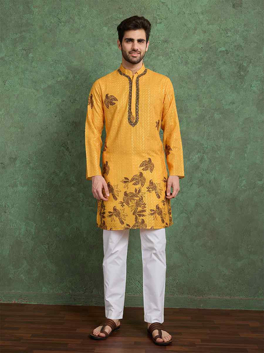 Rama Green Georgette Printed Festival Party Kurta
