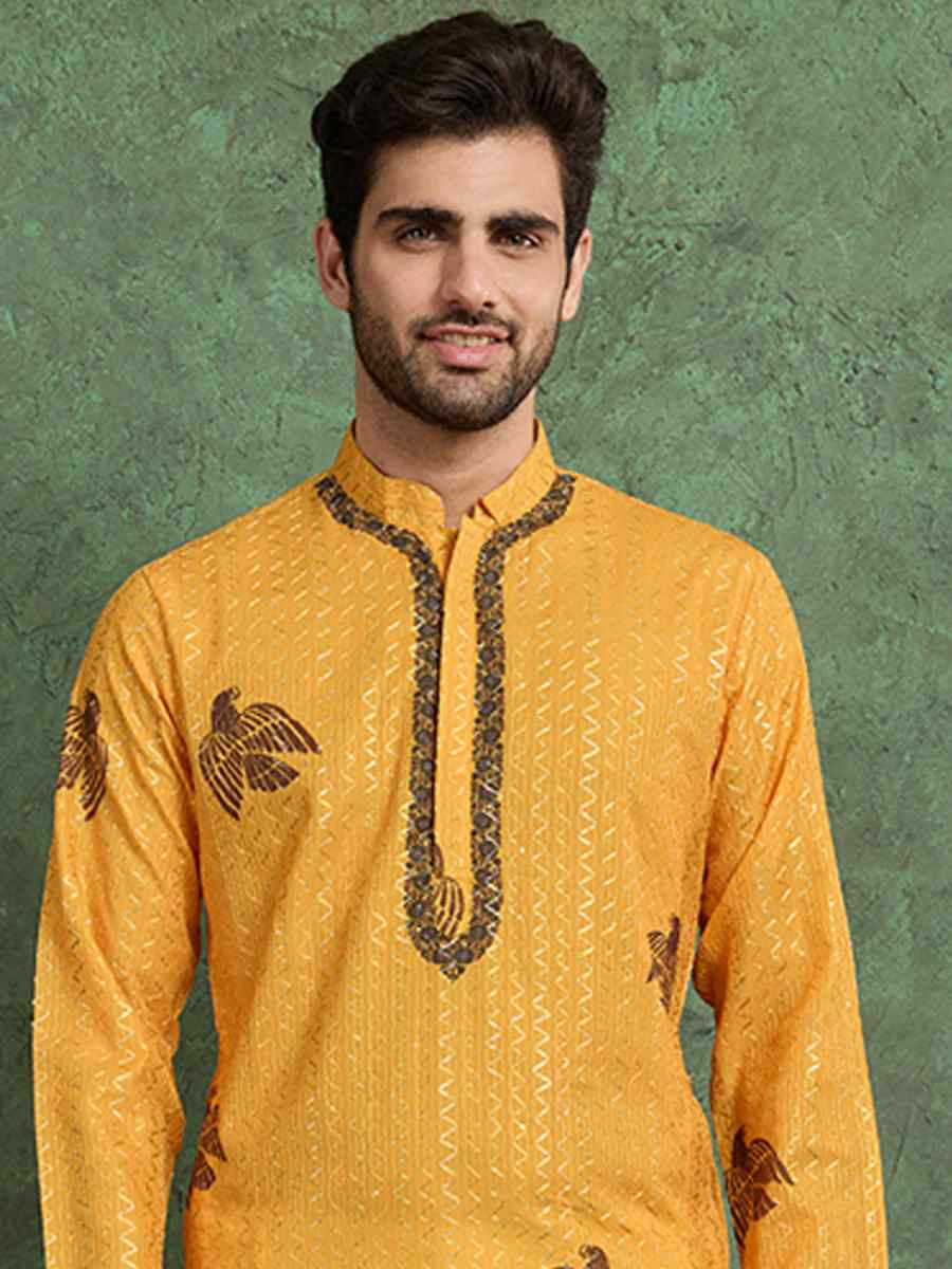 Rama Green Georgette Printed Festival Party Kurta