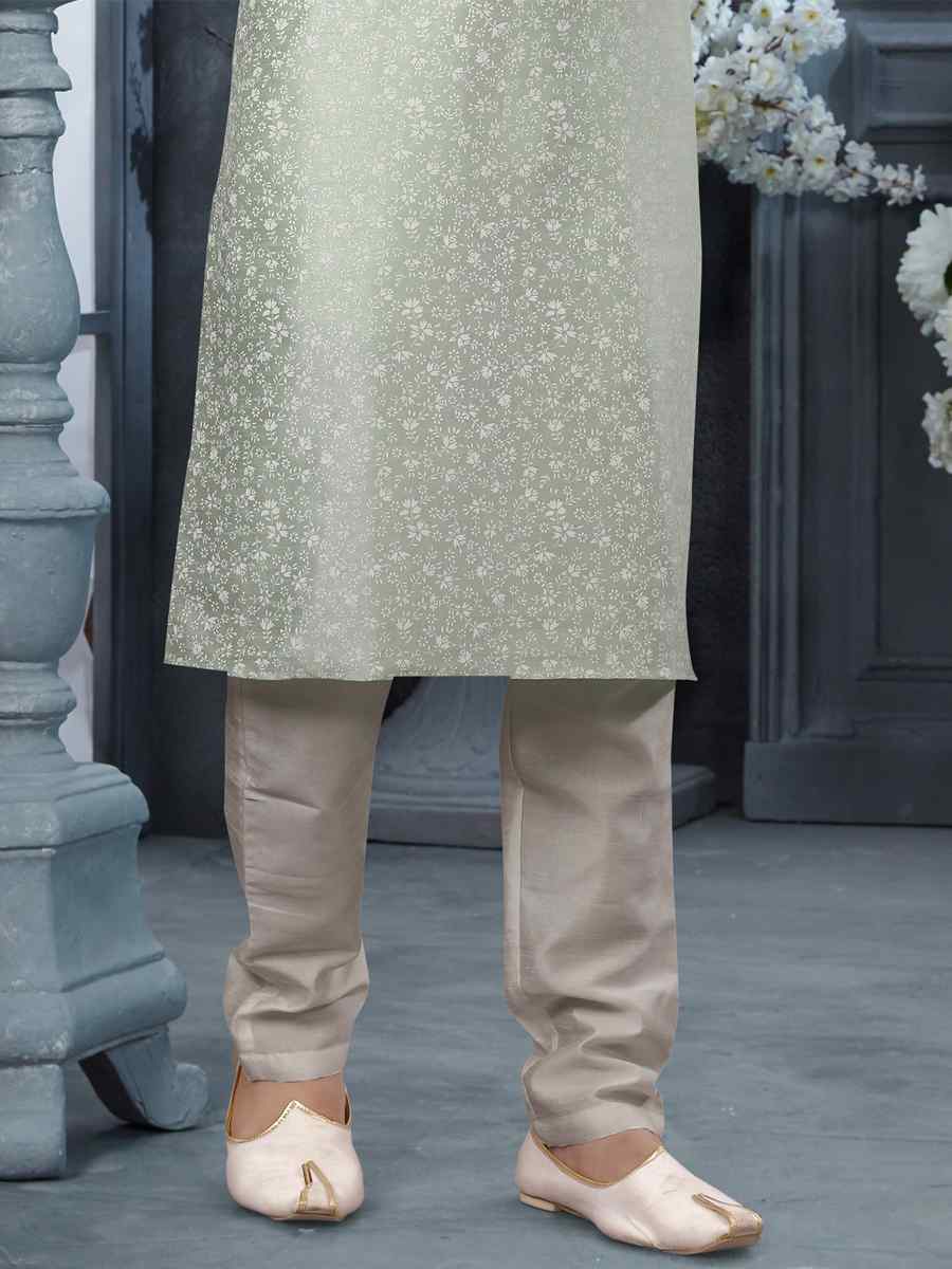 Rama Green Silk Woven Festival Party Kurta