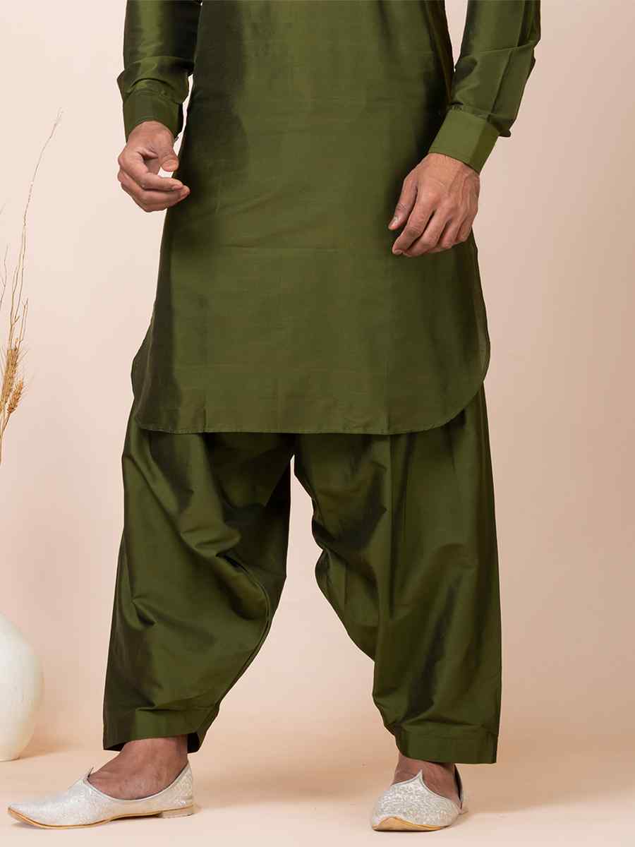 Rama Green Viscose Woven Festival Mehendi Kurta