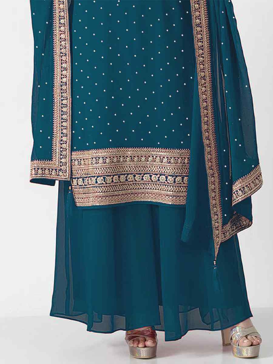 Rama Heavy Georgette Embroidered Festival Party Ready Palazzo Pant Salwar Kameez