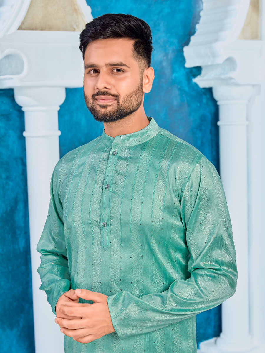 Rama Heavy Jacquard Silk Woven Festival Party Kurta