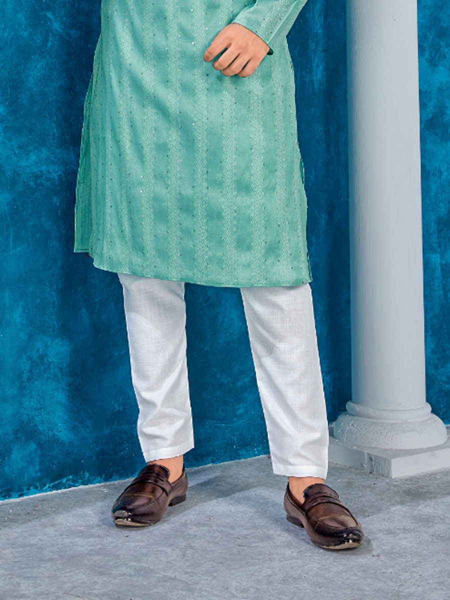 Rama Heavy Jacquard Silk Woven Festival Party Kurta
