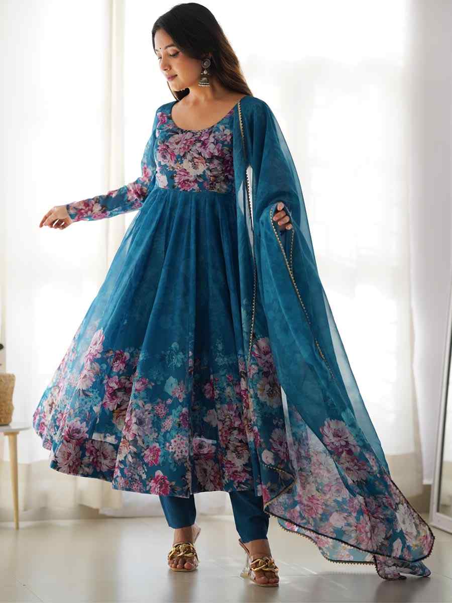 Rama Heavy Pure Soft Organza Silk Printed Festival Casual Ready Anarkali Salwar Kameez