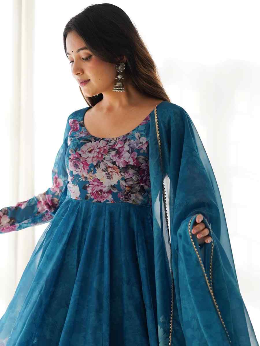 Rama Heavy Pure Soft Organza Silk Printed Festival Casual Ready Anarkali Salwar Kameez