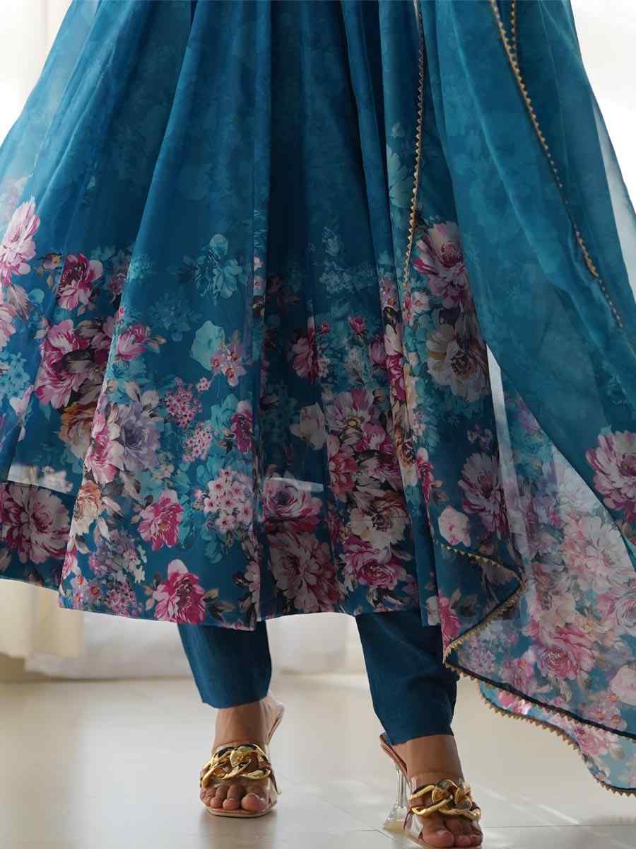 Rama Heavy Pure Soft Organza Silk Printed Festival Casual Ready Anarkali Salwar Kameez