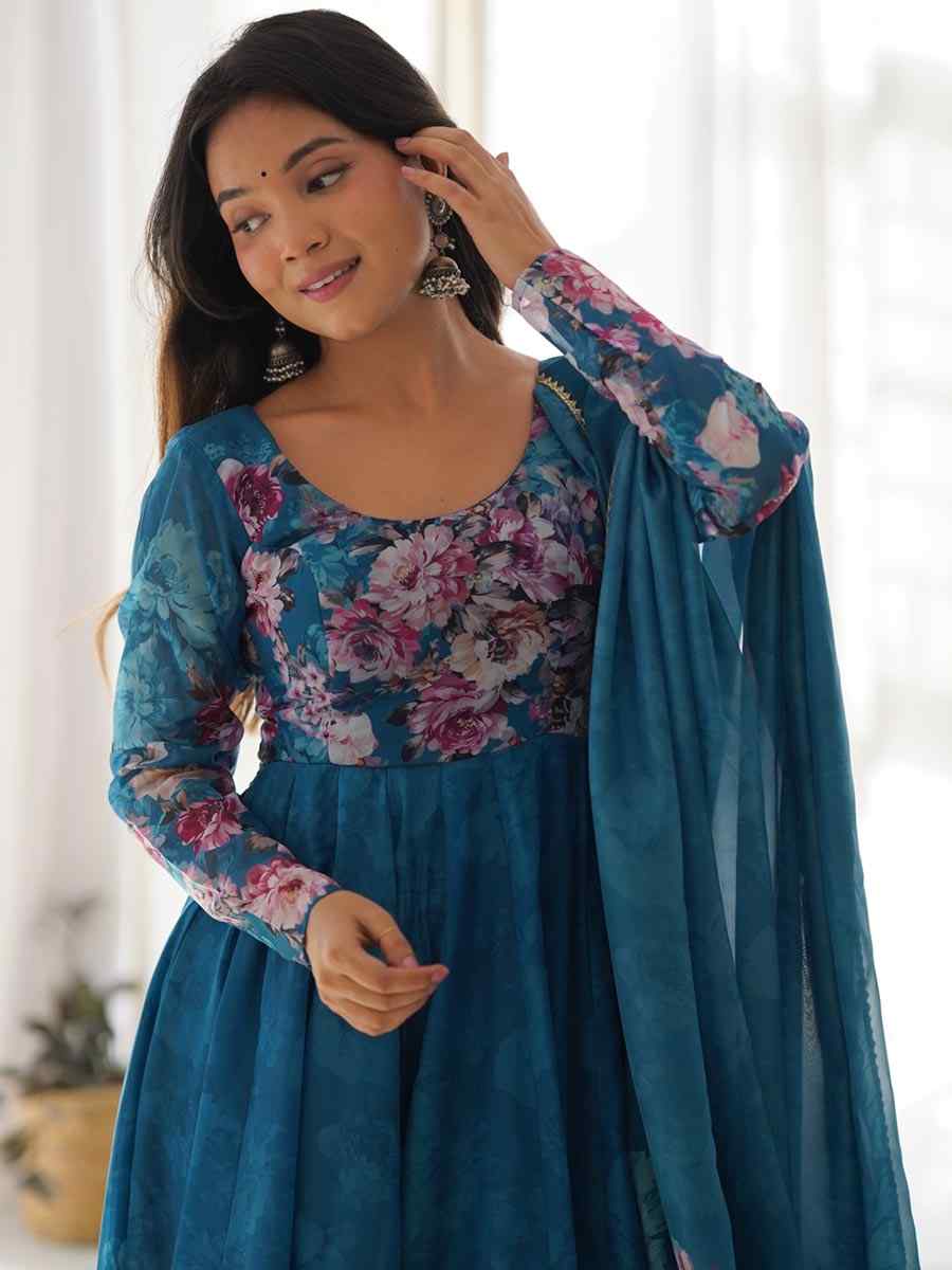 Rama Heavy Pure Soft Organza Silk Printed Festival Casual Ready Anarkali Salwar Kameez
