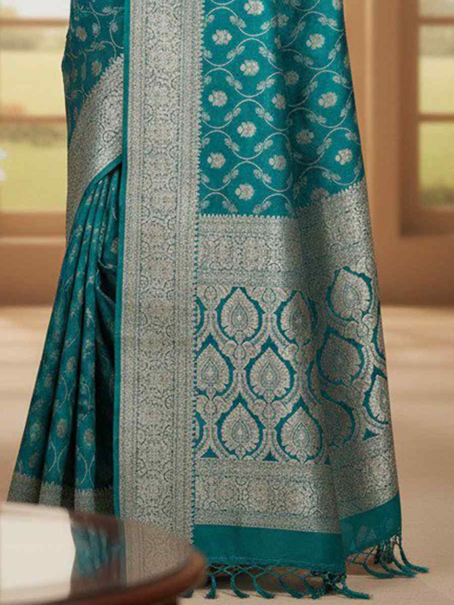 Rama Kanjivaram silk Handwoven Zari Bridal Reception Festival Wedding Fancy Heavy Border Saree