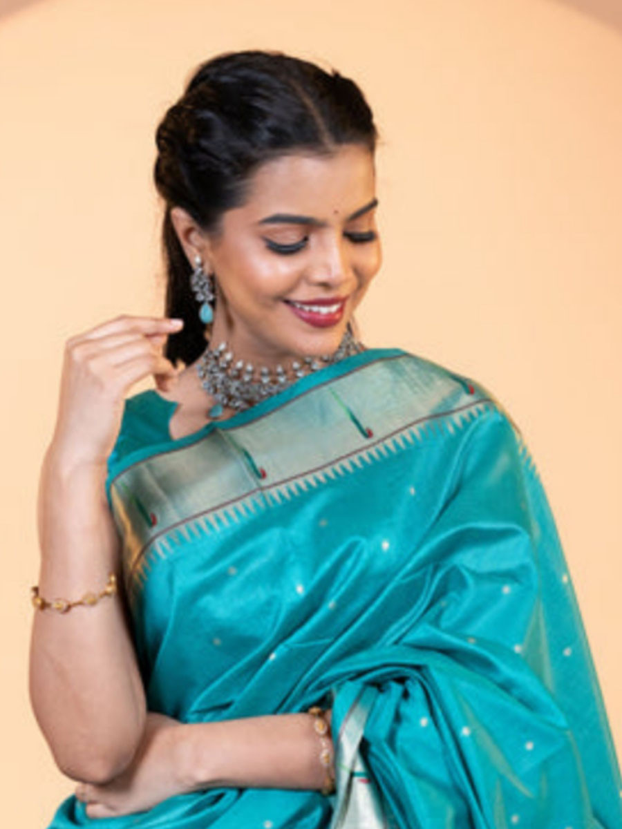 Rama Khadi Silk Handwoven Wedding Reception Party Festival Casual Heavy Border Sarees