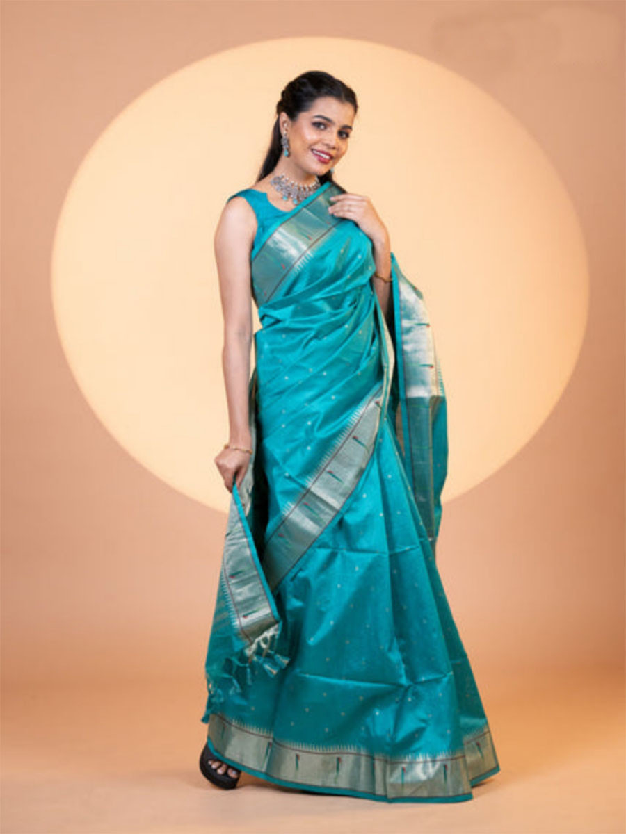 Rama Khadi Silk Handwoven Wedding Reception Party Festival Casual Heavy Border Sarees