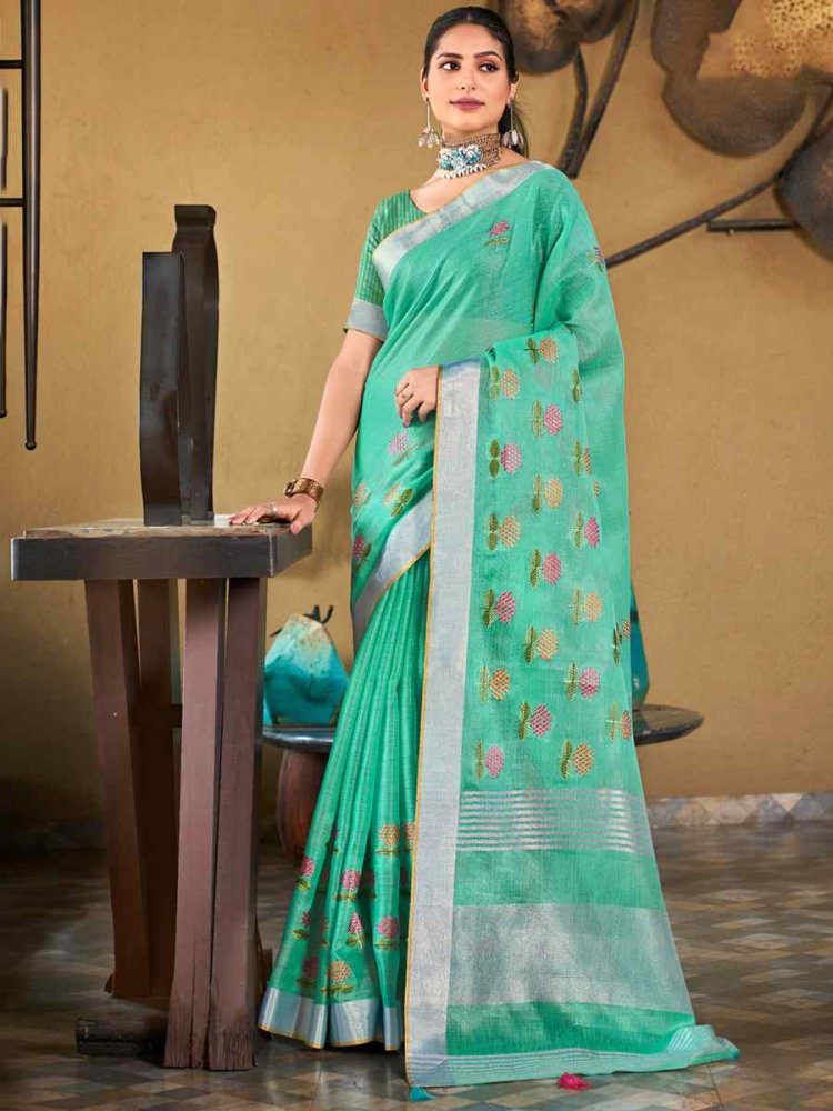 Rama Linen Handwoven Casual Festival Classic Style Saree