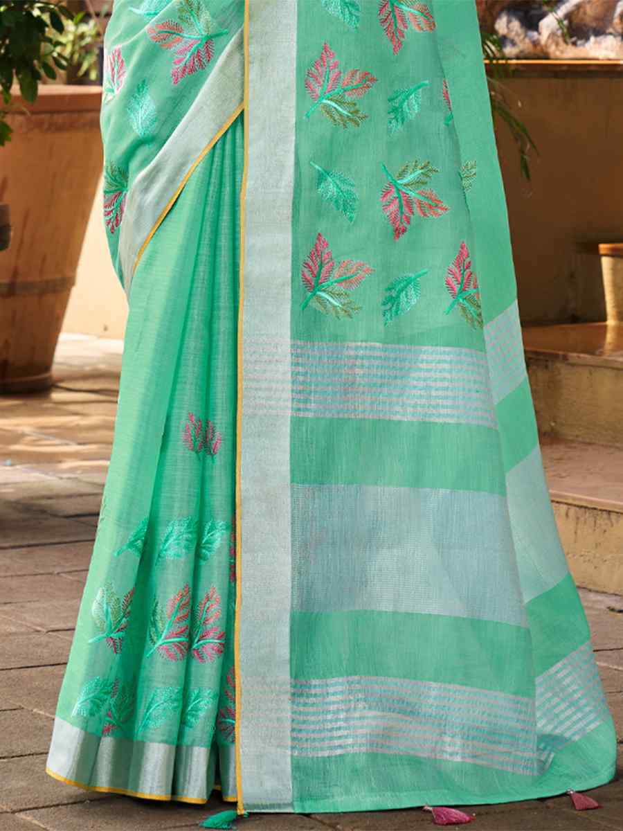 Rama Linen Handwoven Casual Festival Classic Style Saree