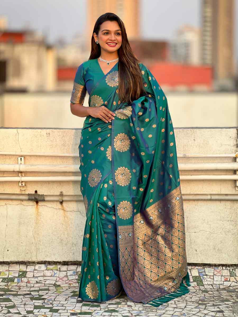 Rama Moonga Silk Handwoven Festival Wedding Heavy Border Saree