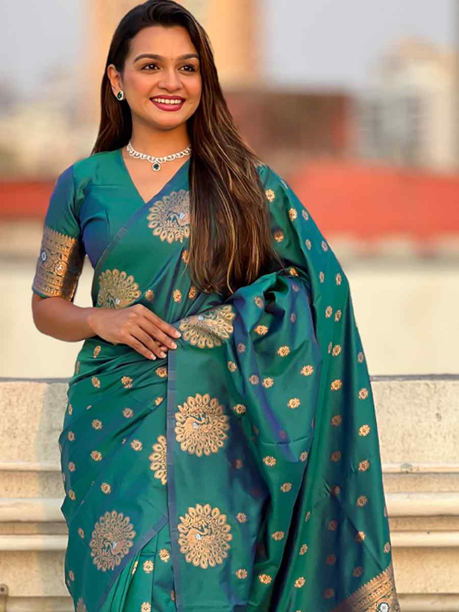 Rama Moonga Silk Handwoven Festival Wedding Heavy Border Saree