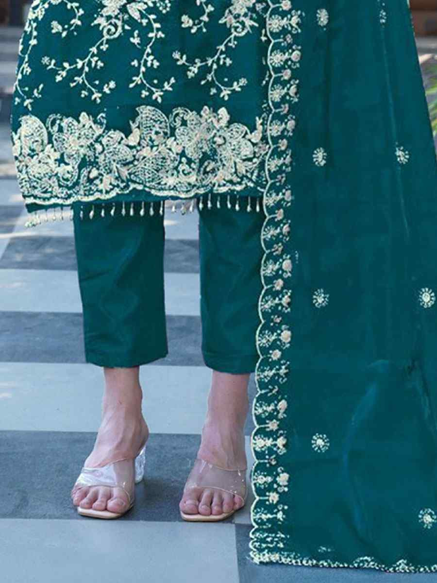 Rama Organza Embroidered Festival Wedding Pant Salwar Kameez