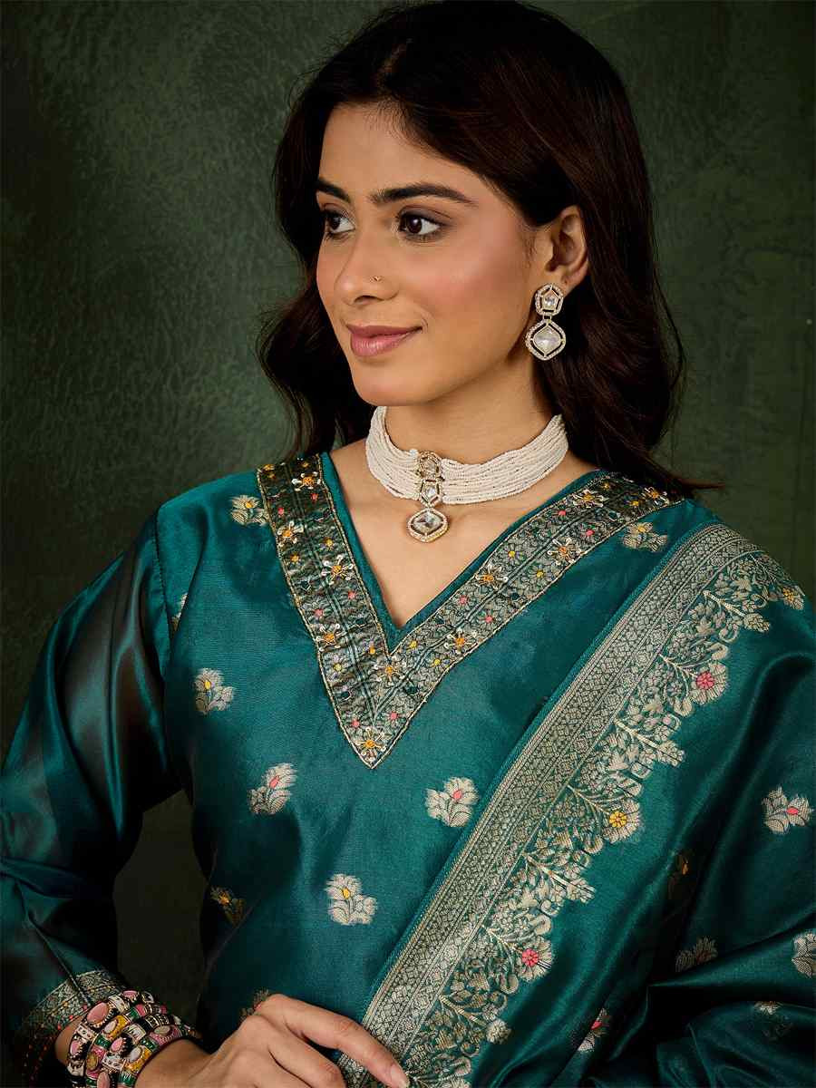 Rama Organza Silk Embroidered Festival Casual Ready Pant Salwar Kameez