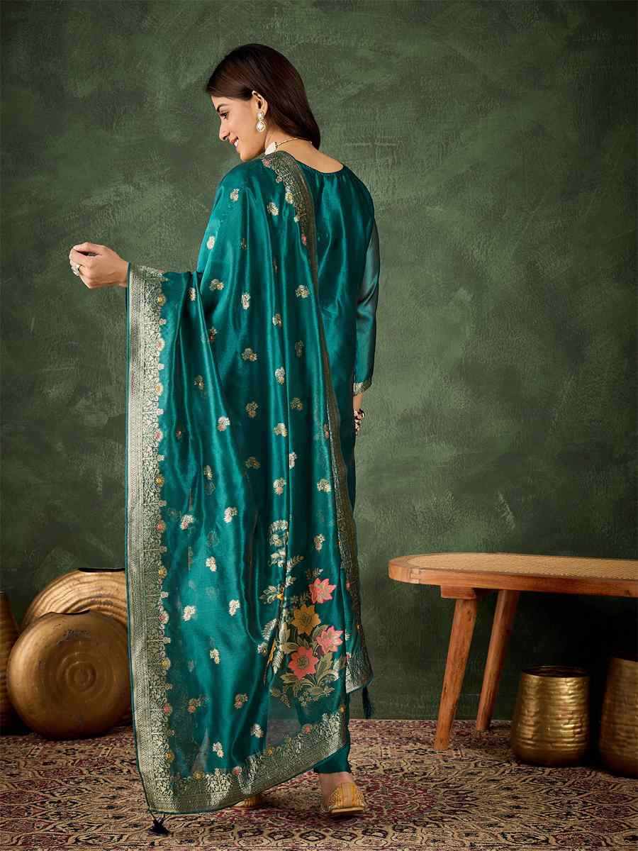 Rama Organza Silk Embroidered Festival Casual Ready Pant Salwar Kameez