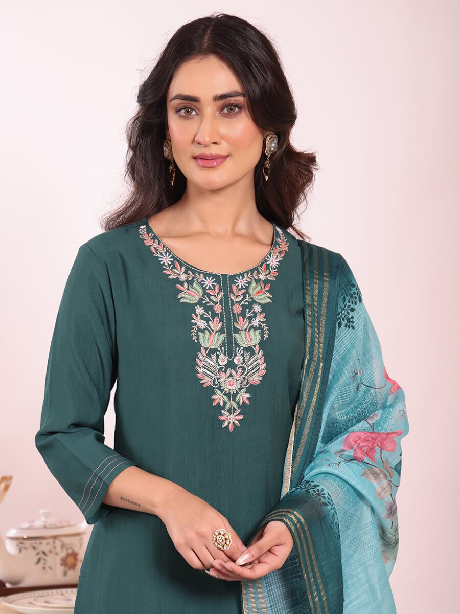 Rama Poly Silk Embroidery Wedding Party Festival Casual Ready Pant Salwar Kameez