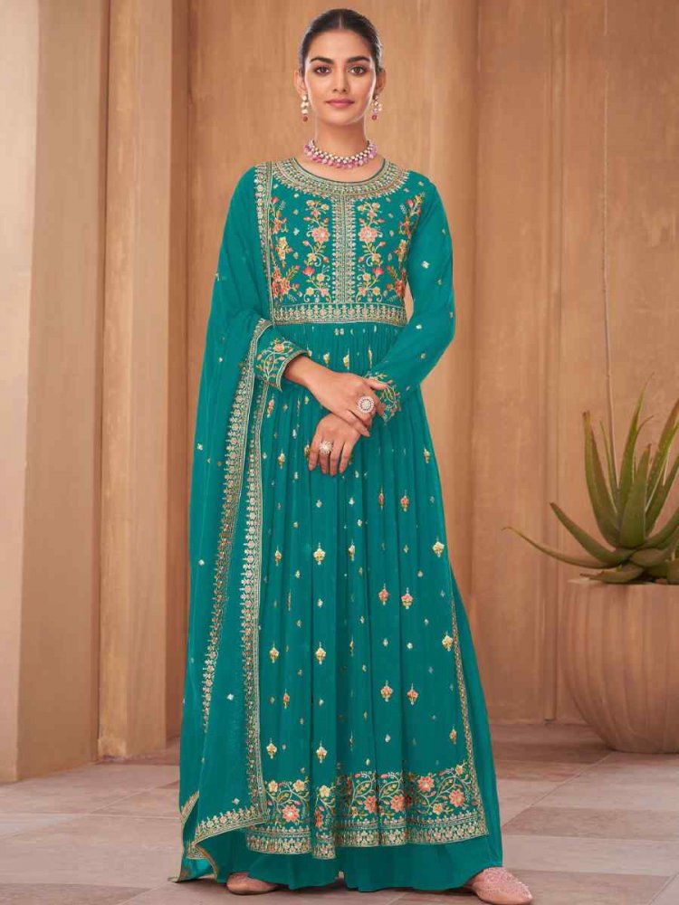 Rama Pure Georgette Embroidered Festival Wedding Palazzo Pant Salwar Kameez