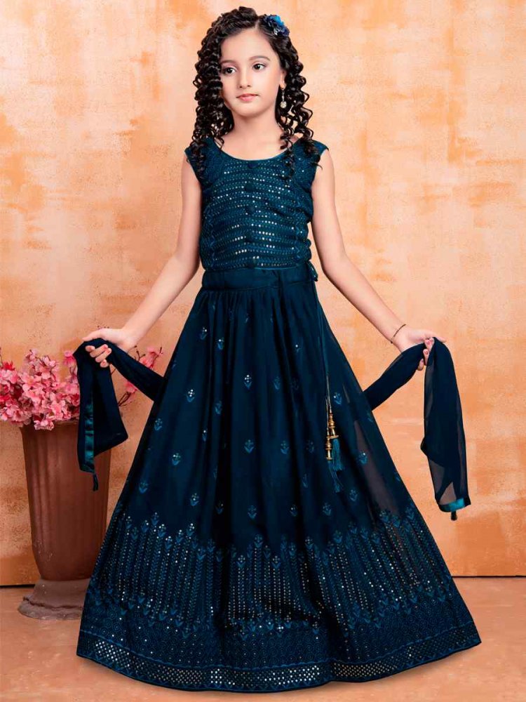 Rama Pure Georgette Embroidered Wedding Festival Lehengas Girls Wear