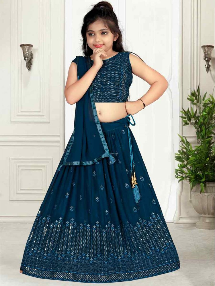 Rama Pure Georgette Embroidered Wedding Festival Lehengas Girls Wear