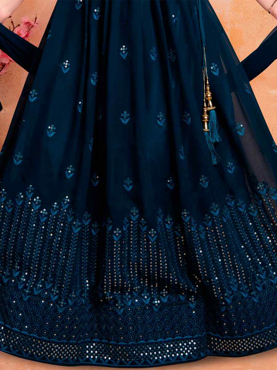 Rama Pure Georgette Embroidered Wedding Festival Lehengas Girls Wear