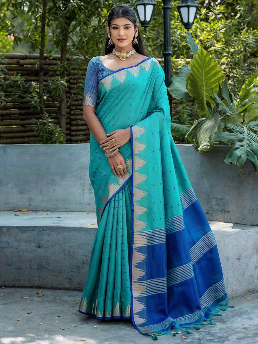 Rama Raw Silk Handwoven Casual Festival Classic Style Saree