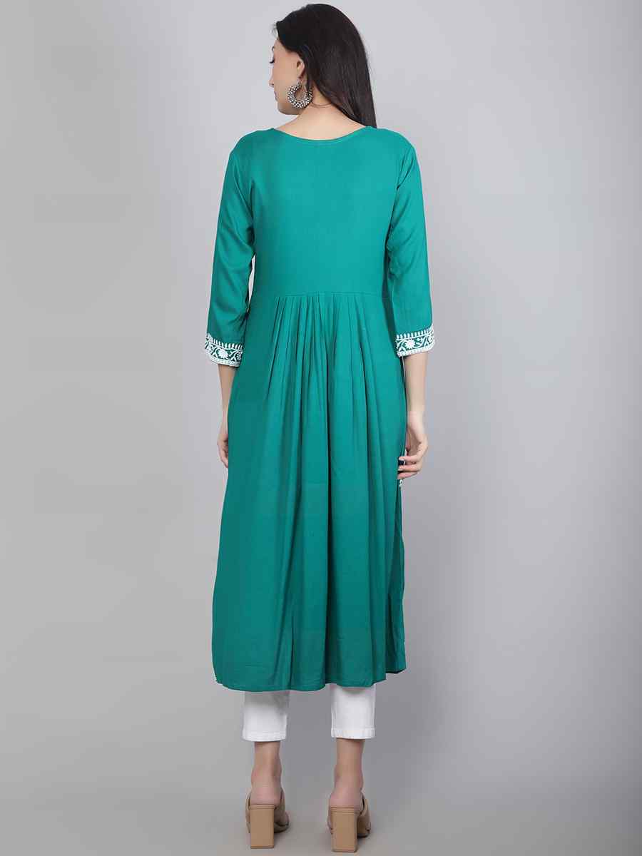 Rama Rayon Embroidered Festival Casual Kurti