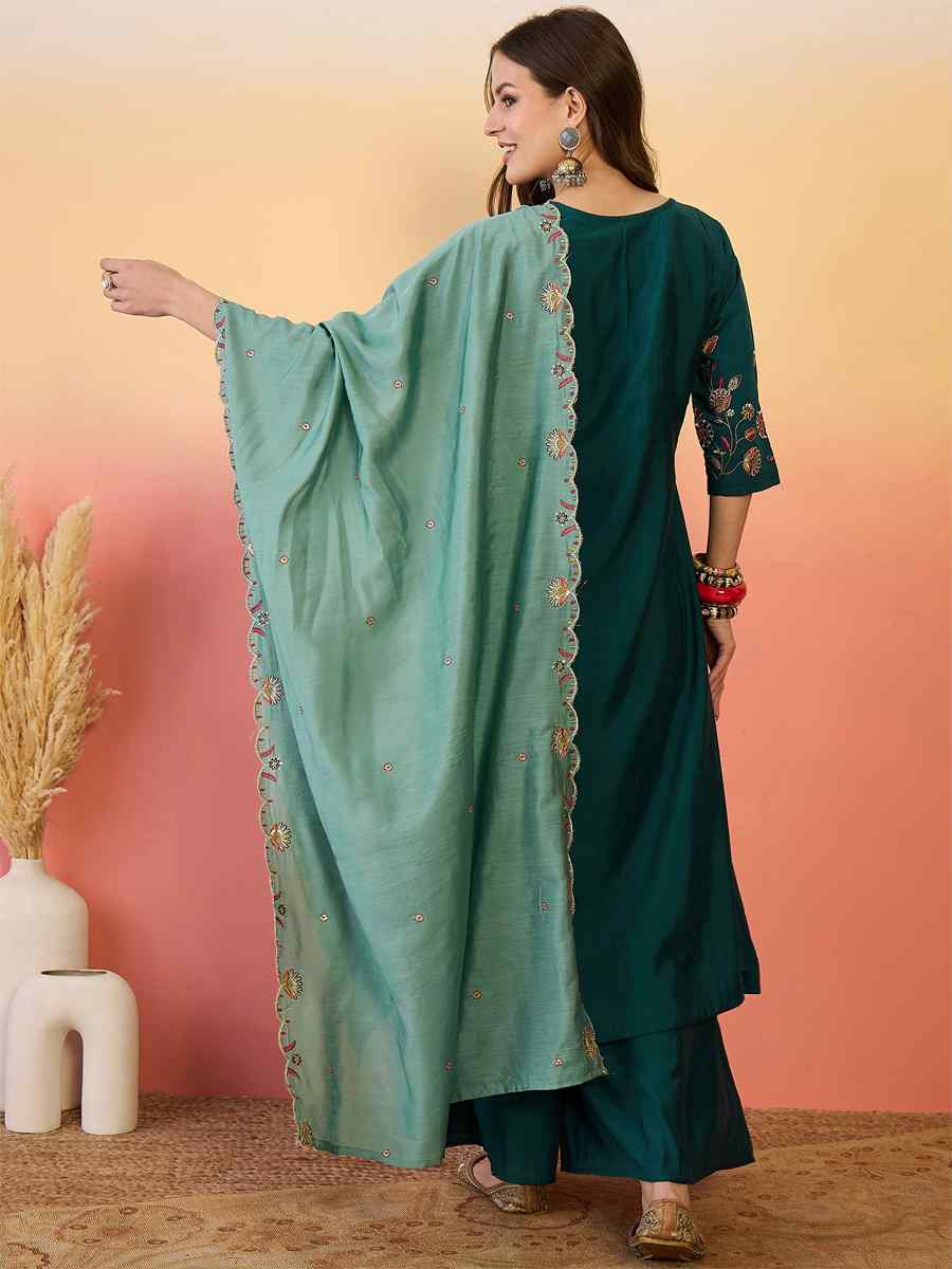 Rama Roman Silk Embroidered Party Wedding Ready Palazzo Pant Salwar Kameez