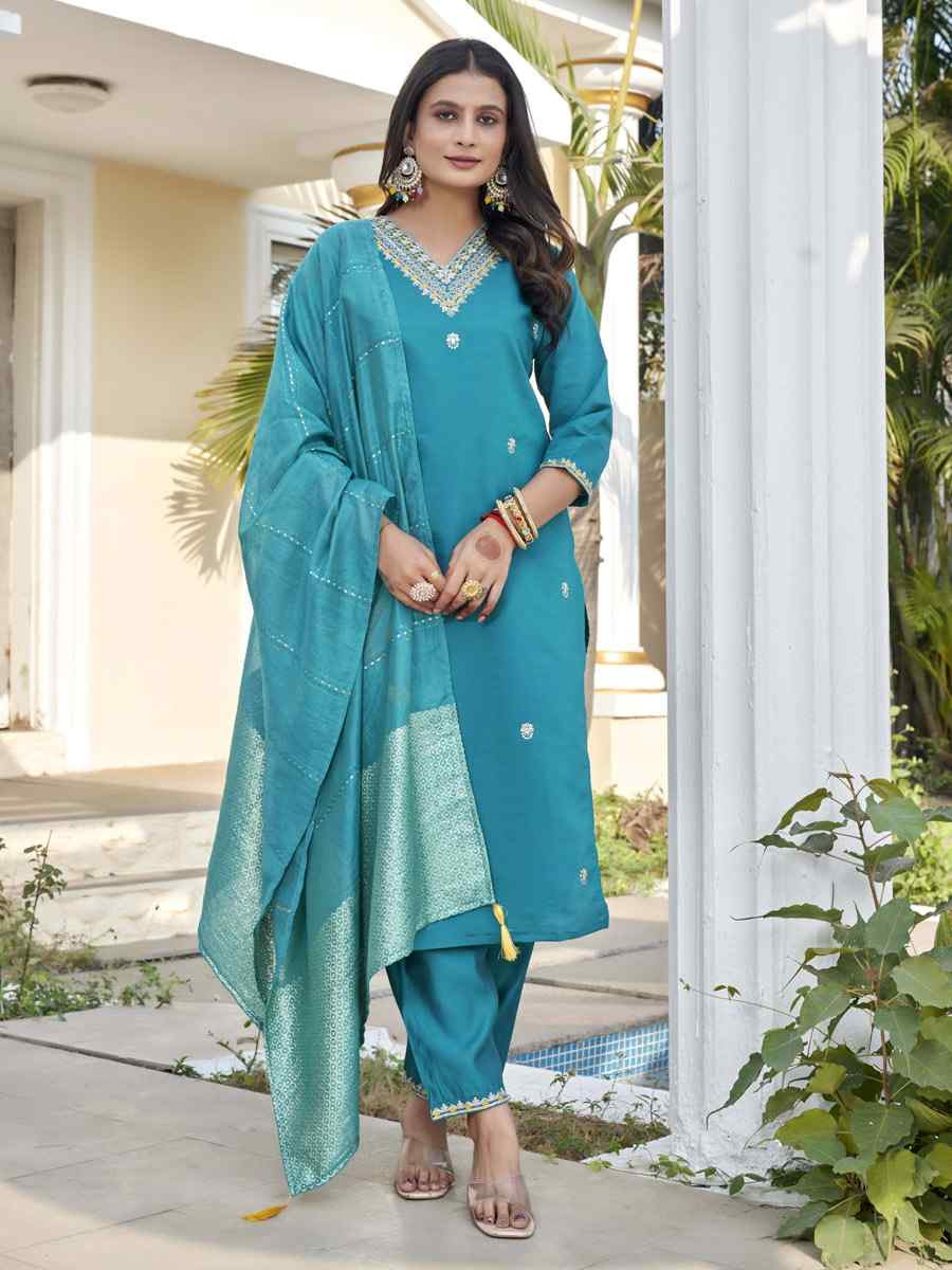 Rama Roman Silk Embroidery Party Wedding Festival Casual Ready Pant Salwar Kameez