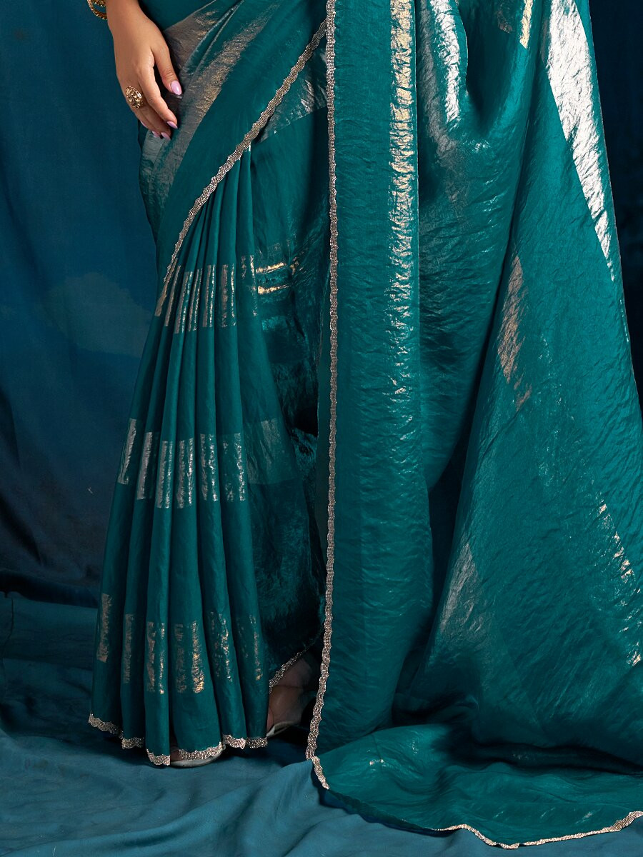 Rama Satin silk Zircon Stone Wedding Reception Party Festival Casual Classic Style Sarees