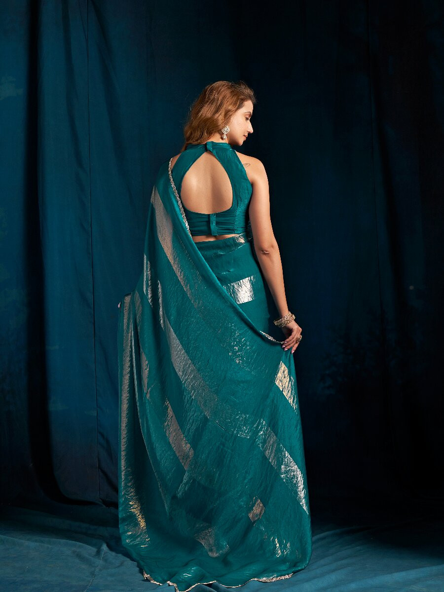 Rama Satin silk Zircon Stone Wedding Reception Party Festival Casual Classic Style Sarees