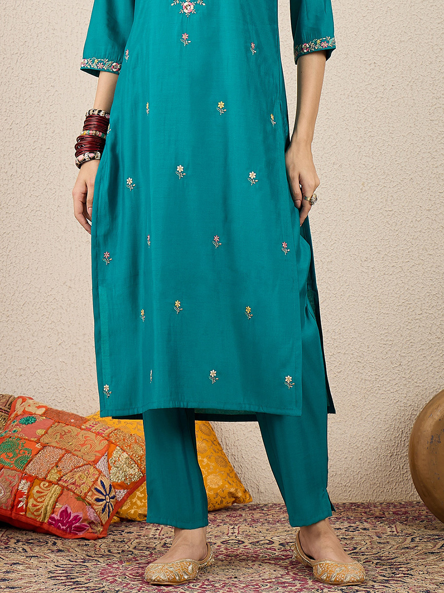 Rama Silk Blend Embroidery Wedding Party Festival Casual Ready Pant Salwar Kameez