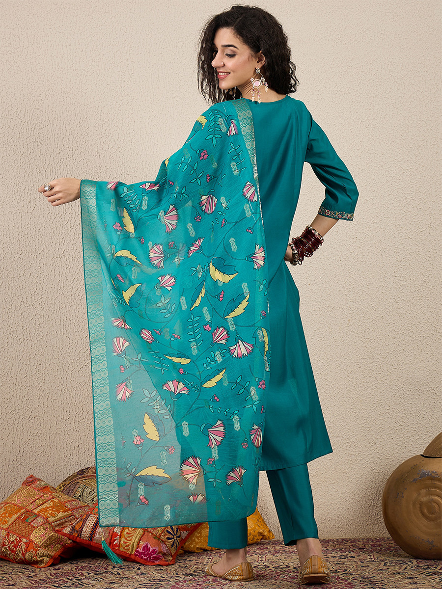 Rama Silk Blend Embroidery Wedding Party Festival Casual Ready Pant Salwar Kameez