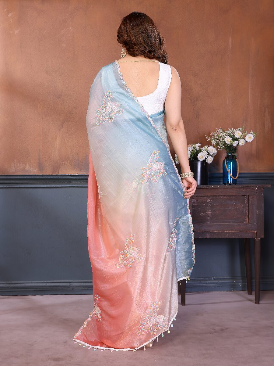 Rama Silk Blend Embroidery Wedding Reception Party Festival Casual Heavy Border Sarees