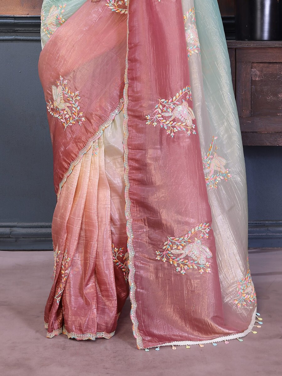 Rama Silk Blend Embroidery Wedding Reception Party Festival Casual Heavy Border Sarees