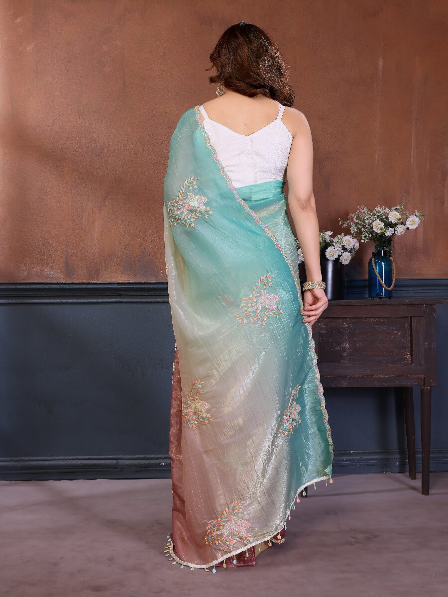 Rama Silk Blend Embroidery Wedding Reception Party Festival Casual Heavy Border Sarees