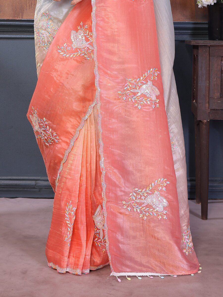 Rama Silk Blend Embroidery Wedding Reception Party Festival Casual Heavy Border Sarees