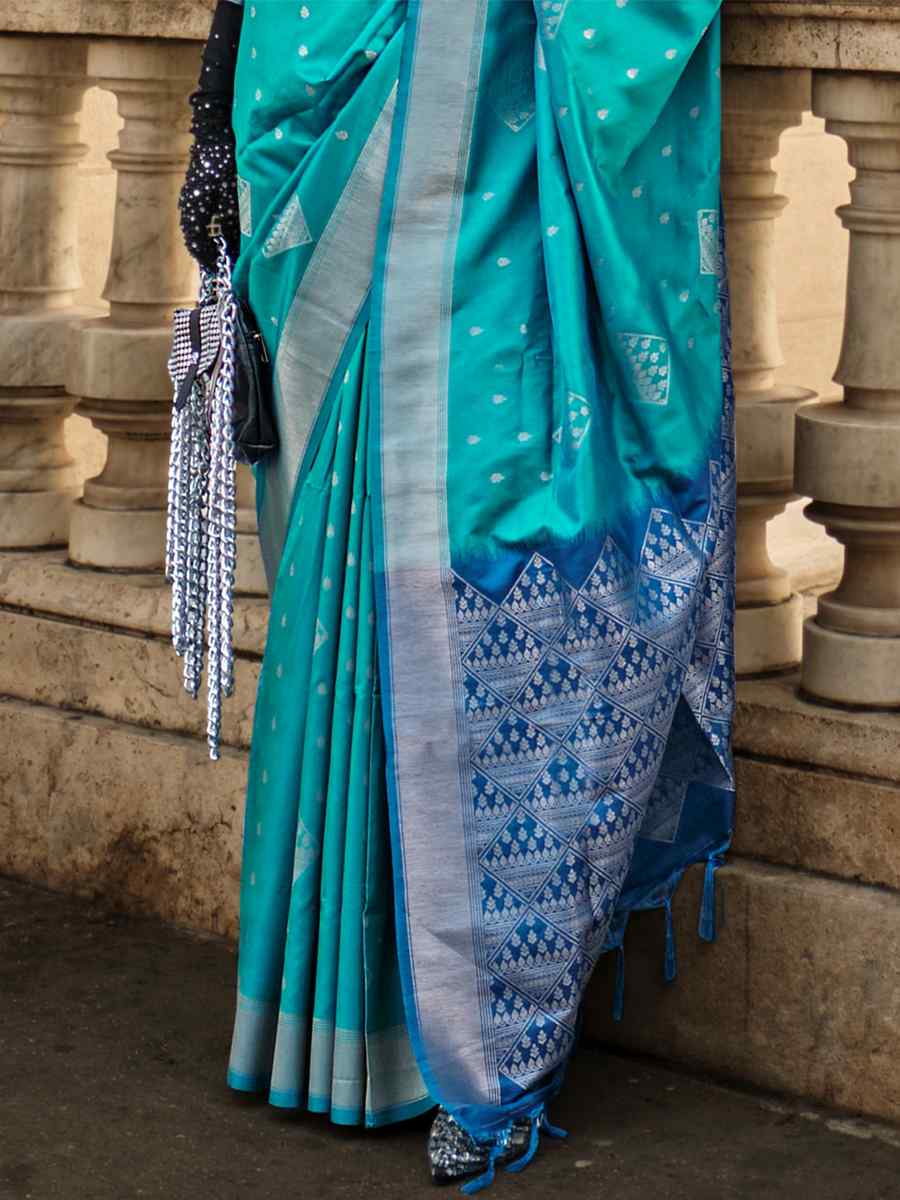 Rama Silk Handwoven Wedding Festival Heavy Border Saree