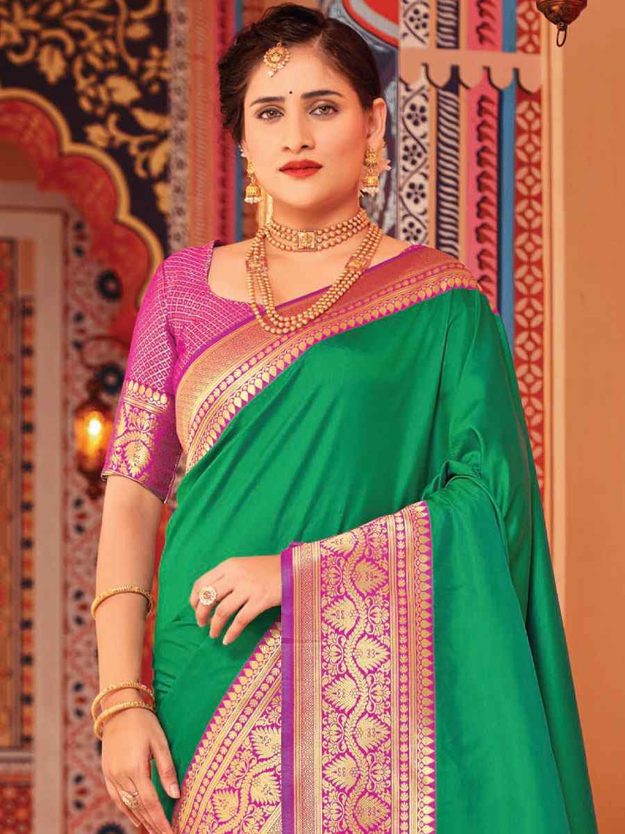 Rama Silk Handwoven Wedding Festival Heavy Border Saree