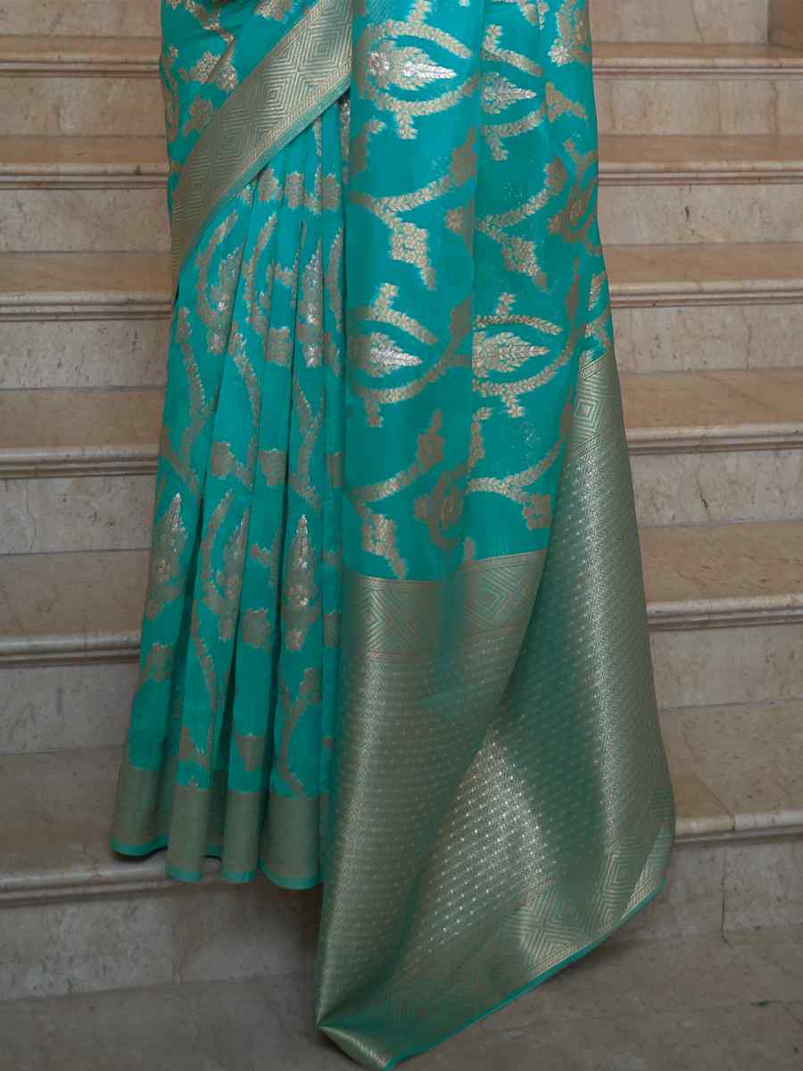 Rama Silk Handwoven Wedding Festival Heavy Border Saree