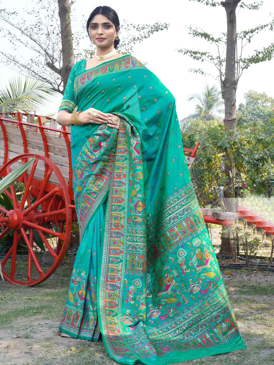 Rama Silk Handwoven Wedding Festival Heavy Border Saree