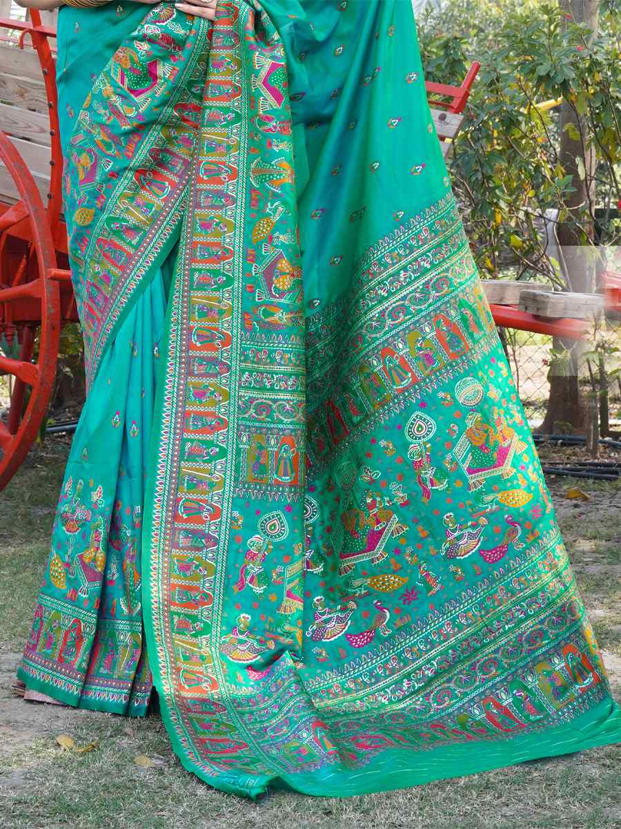 Rama Silk Handwoven Wedding Festival Heavy Border Saree