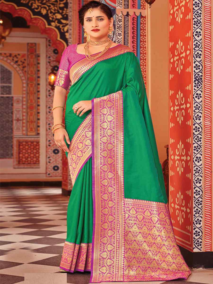 Rama Silk Handwoven Wedding Festival Heavy Border Saree