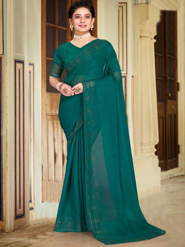 Rama Simmer Silk Handwoven Casual Festival Classic Style Saree