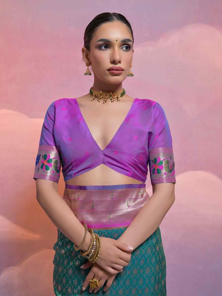 Rama Soft Banarasi Silk Kanjivaram Party Bridal Reception Festival Wedding Fancy Heavy Border Saree