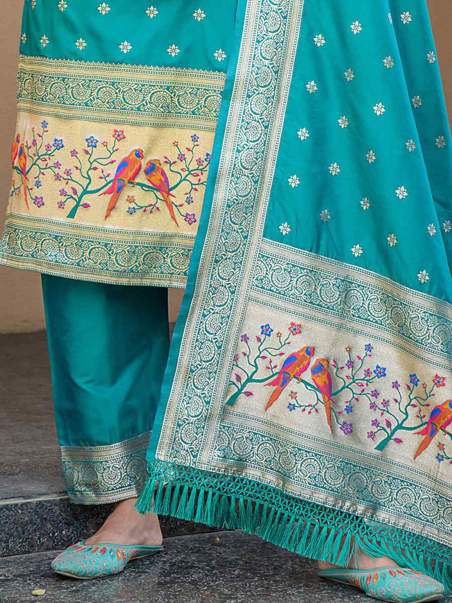 Rama Soft Banarsi Silk Embroidered Casual Festival Pant Salwar Kameez
