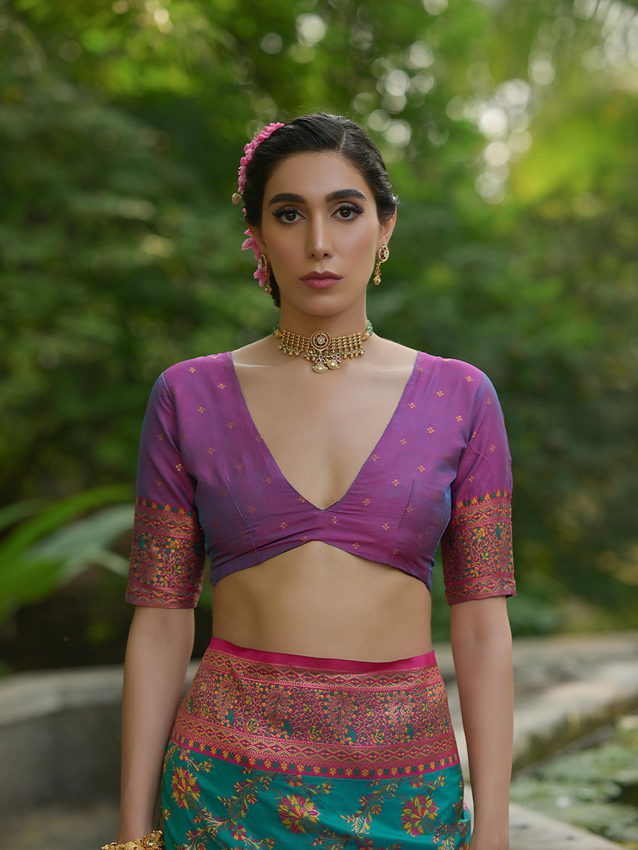 Rama Soft Pashmina Silk Zari Handwoven Casual Reception Festival Wedding Fancy Classic Heavy Border Sarees